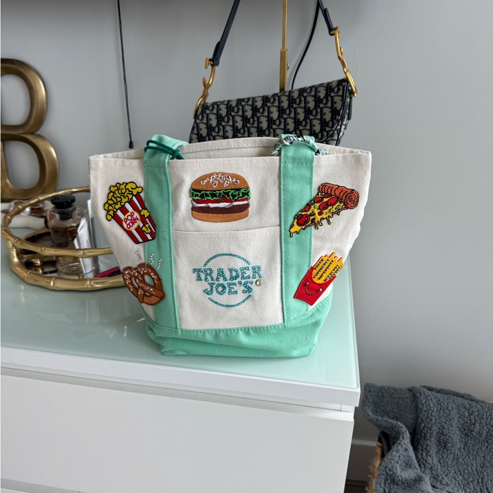 Trader Joe's Mint Green with Rhinestone / Crystal Patches